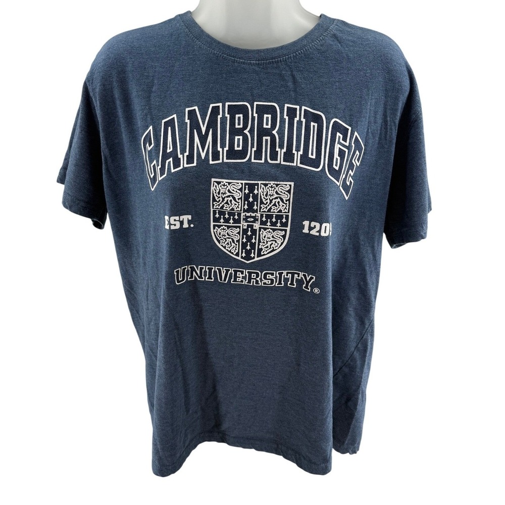 University Cambridge VINTAGE Graphic Tee Shirt Blue Collegiate Womens Large